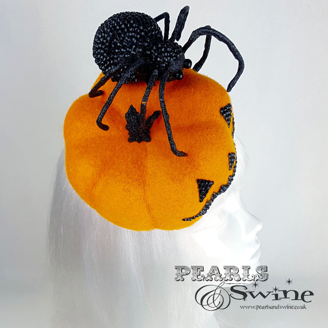 "The Witching Hour" Pumpkin and Spider Hat