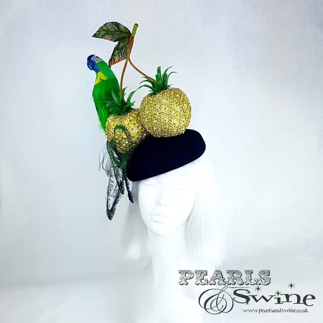 "Exotic" Giant Golden Pineapple Cherry Parrot Hat
