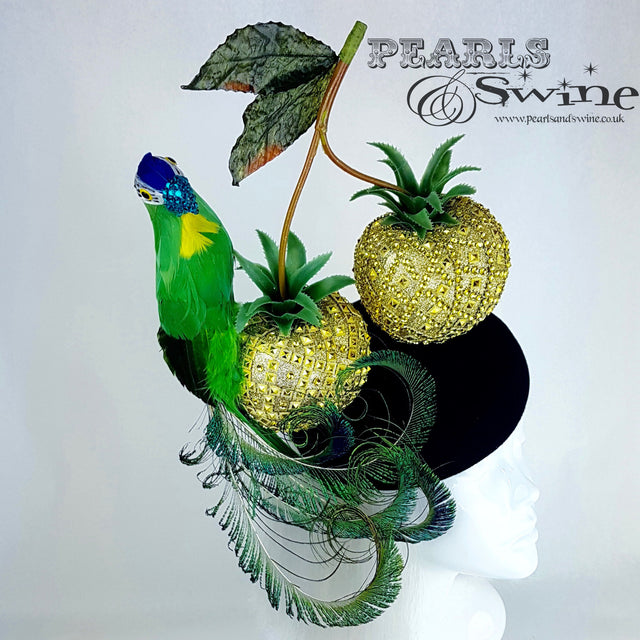 "Exotic" Giant Golden Pineapple Cherry Parrot Hat