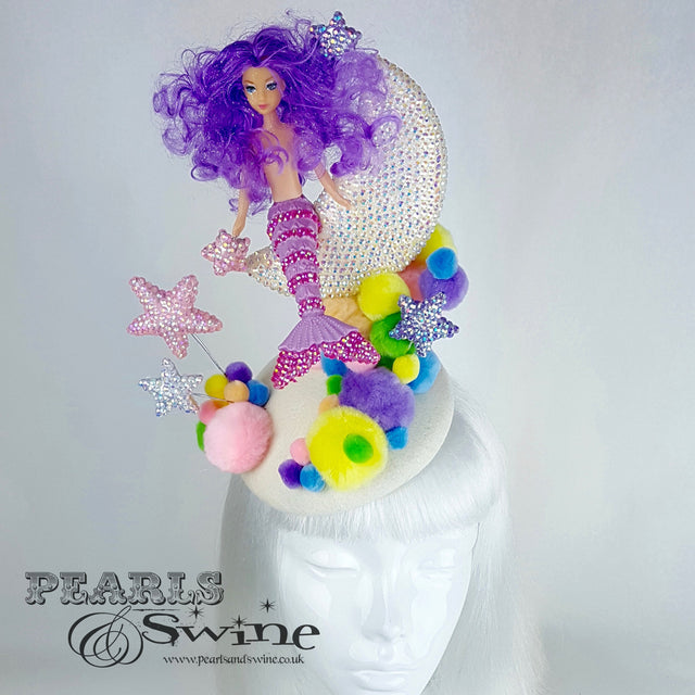 "Mermaid on the Moon" Crystal Pom Pom Hat