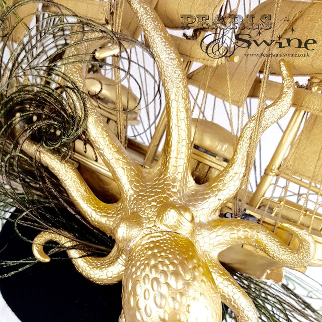 "Tempesta" Gold Ship & Kraken Octopus Hat