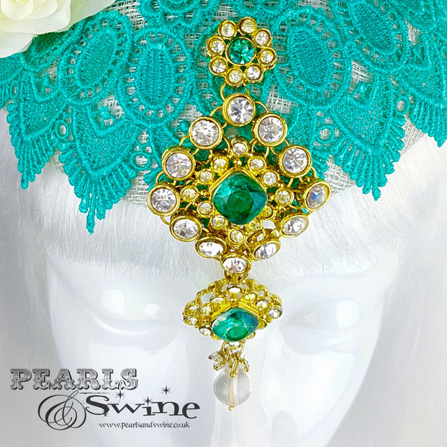 crystal and jade jewel hat