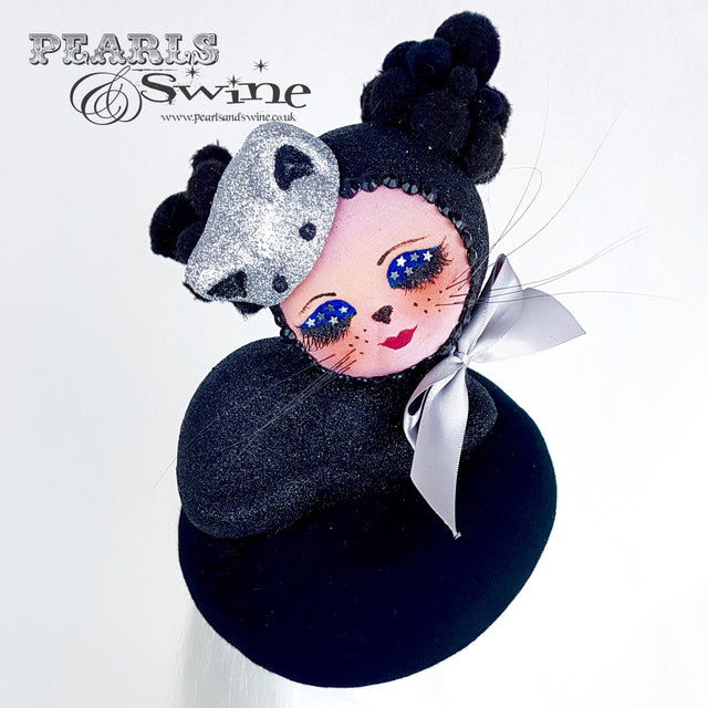 "Bastet" Doll Face Black Kitty Hat