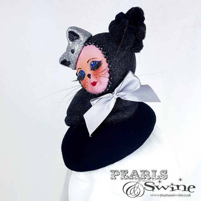 "Bastet" Doll Face Black Kitty Hat