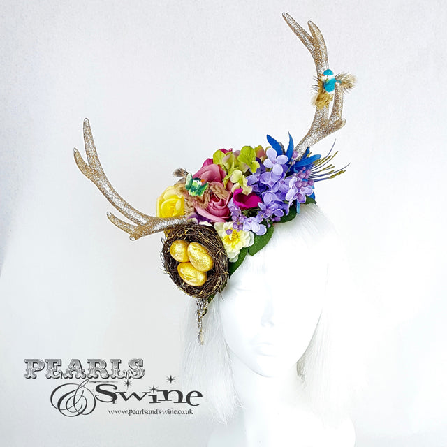 golden antlers fascinator