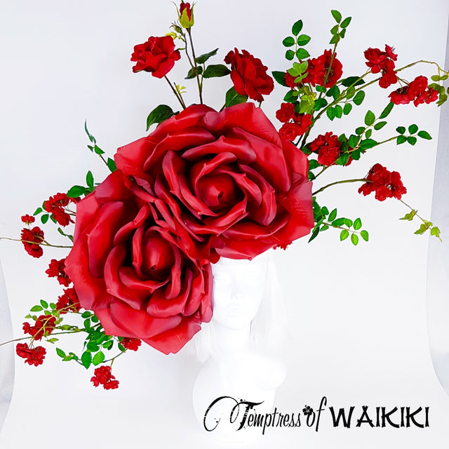 red rose flower hat