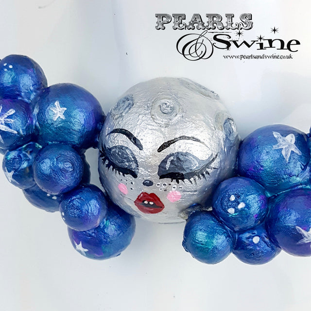 "I Love You to the Moon" Silver DollFace Necklace