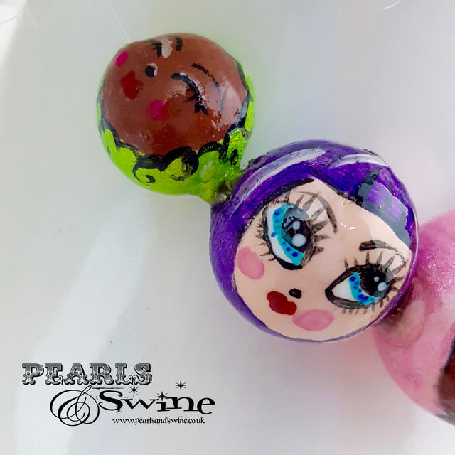 "A Row of Poppets" DollFace Necklace