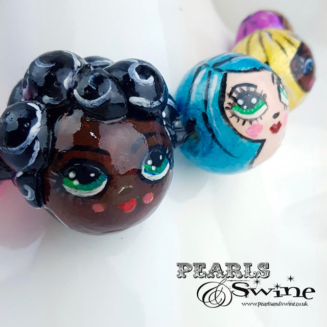 "A Row of Poppets" DollFace Necklace