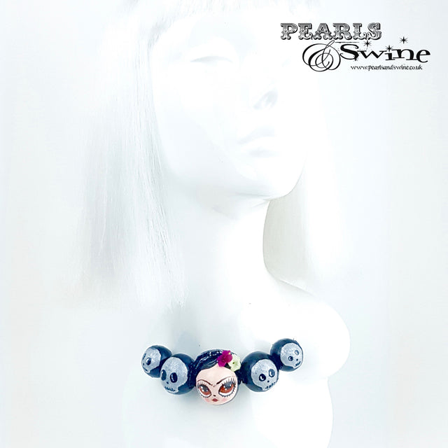 "Frida" Skulls DollFace Necklace