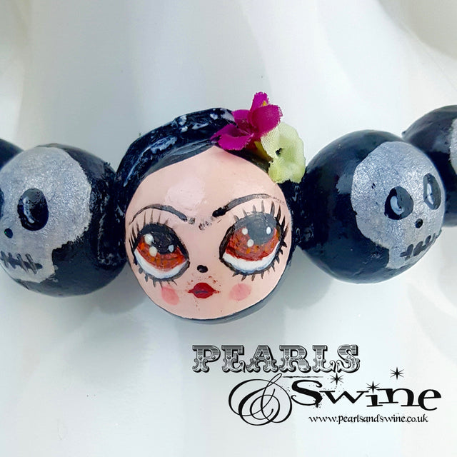 "Frida" Skulls DollFace Necklace