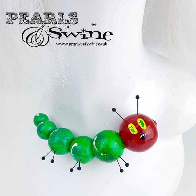 "The Hungry Caterpillar" Quirky Art Necklace
