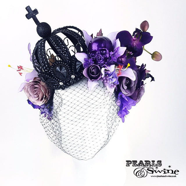 black crown hat fascinator