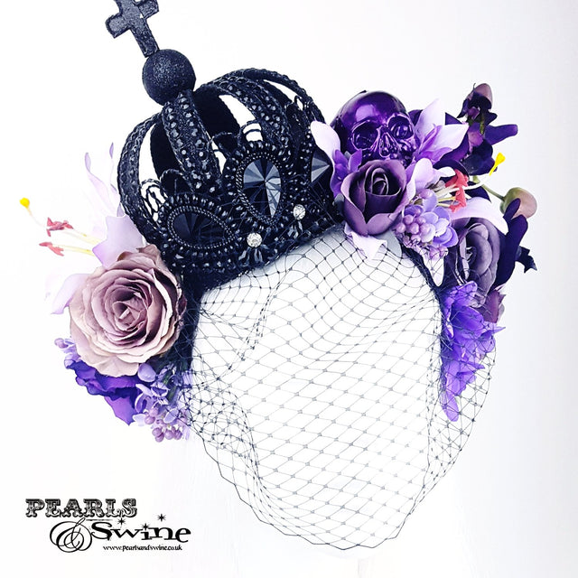 veiled flower headpiece