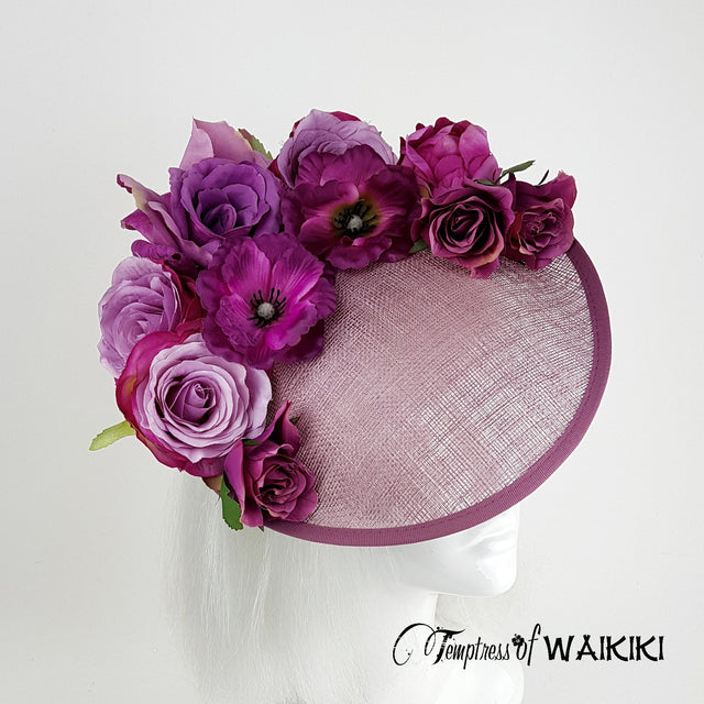 "Liliana" Purple Pink Royal Ascot Floral Hat