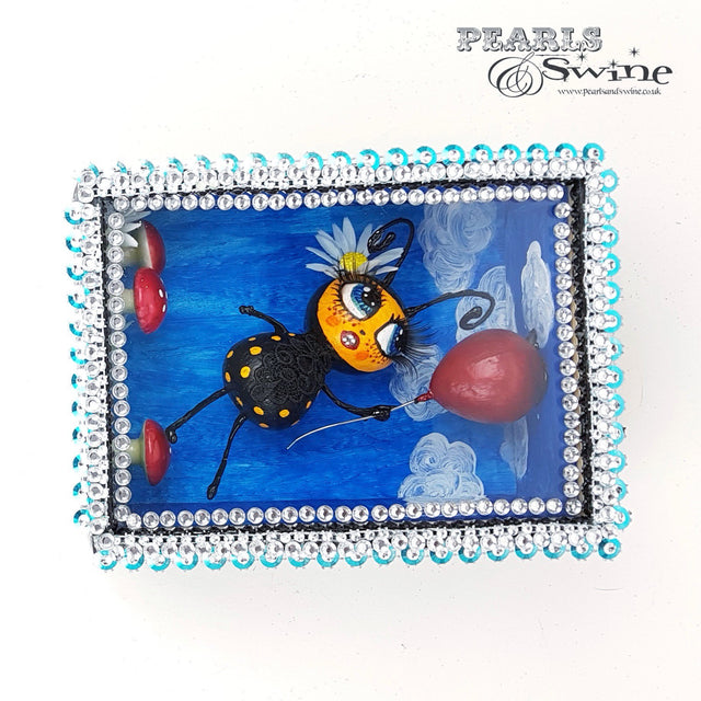 "Bumble" Bee Doll LowBrow Art Sculpture in Framed Box