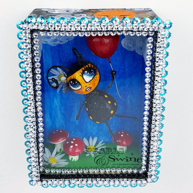 "Bumble" Bee Doll LowBrow Art Sculpture in Framed Box