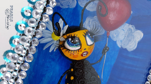 "Bumble" Bee Doll LowBrow Art Sculpture in Framed Box