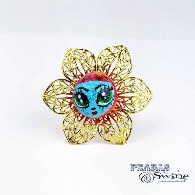 "Pixie" Big Eyed DollFace Ring