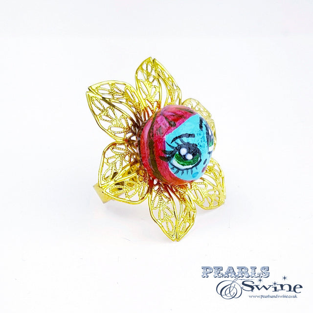 "Pixie" Big Eyed DollFace Ring