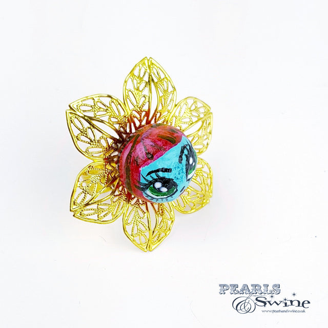 "Pixie" Big Eyed DollFace Ring