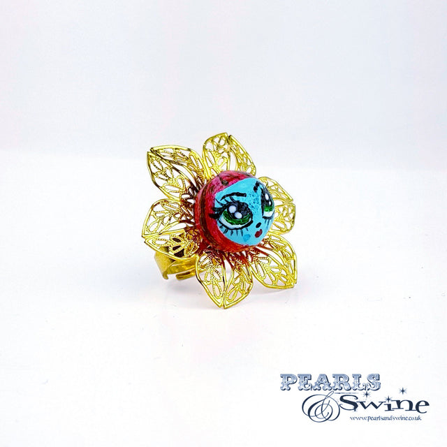 "Pixie" Big Eyed DollFace Ring
