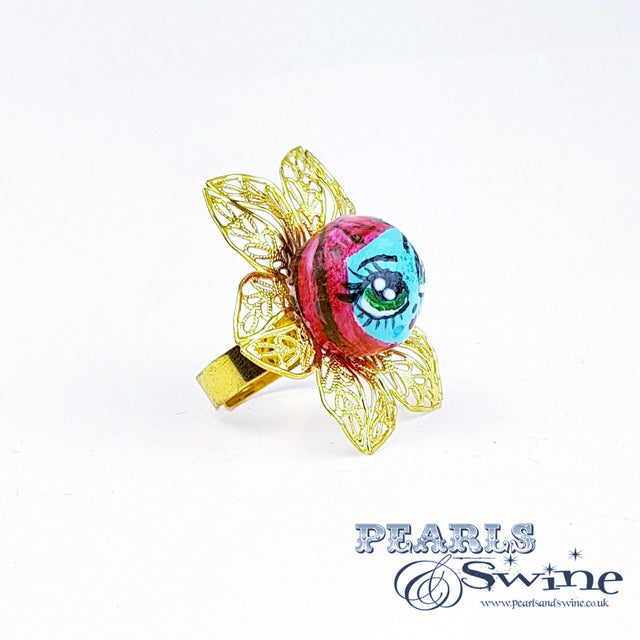 "Pixie" Big Eyed DollFace Ring
