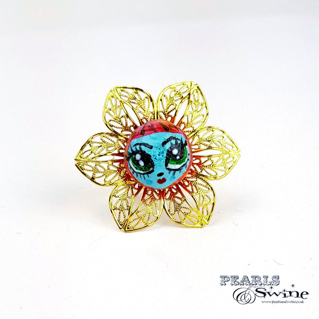 "Pixie" Big Eyed DollFace Ring