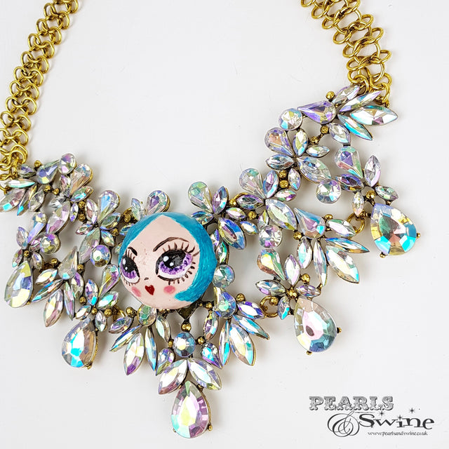 "La Mignonne" Opulent Colourful DollFace Necklace
