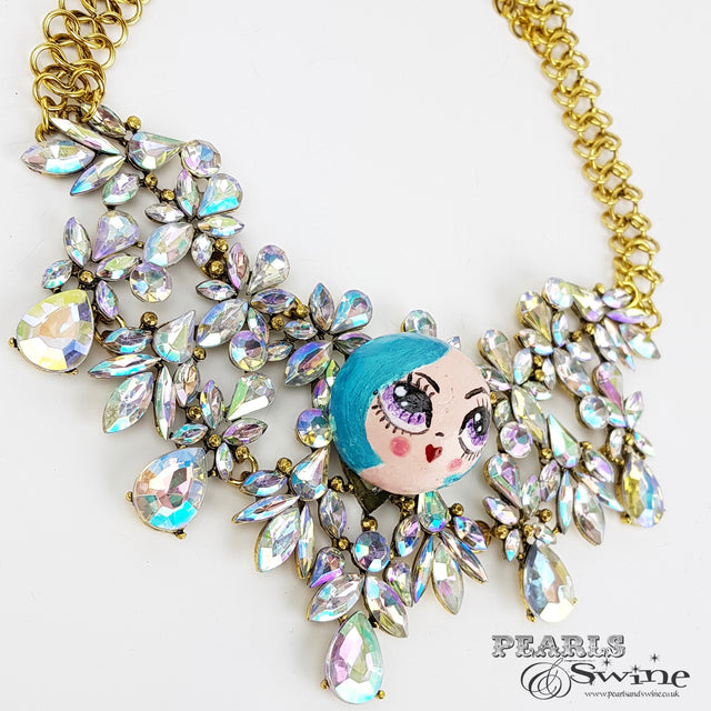 "La Mignonne" Opulent Colourful DollFace Necklace
