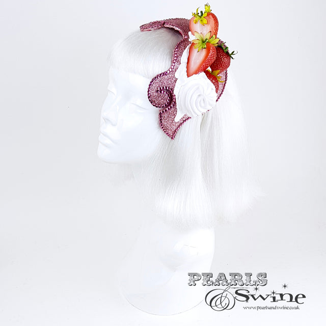 "Whipped" Strawberries & Cream Vintage Style Hat