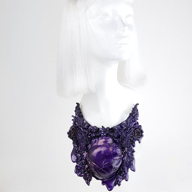 "Mechanical Heart" Deep Purple Filigree Neckpiece