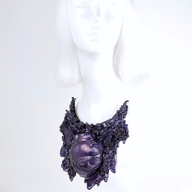 "Mechanical Heart" Deep Purple Filigree Neckpiece