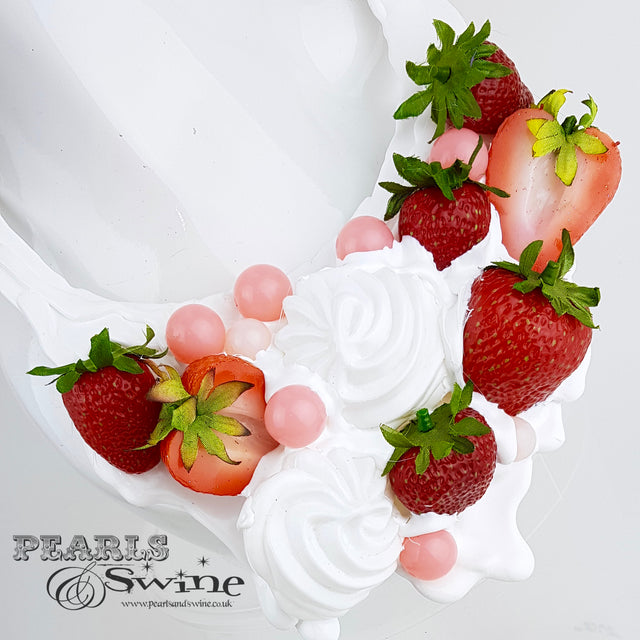 "Strawberries & Cream" Neckpiece (Similar can be made!)