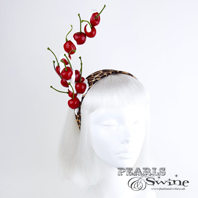 "Rock 'n' Roll Baby" Cherry, Cream & Leopard Print Headband