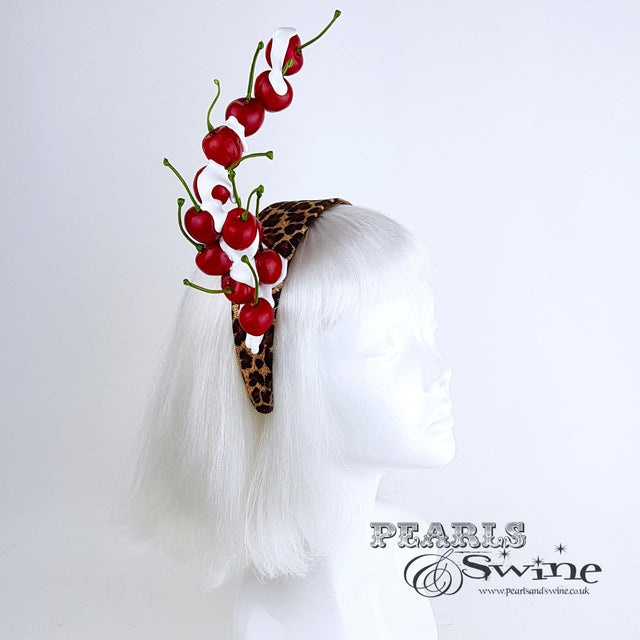 "Rock 'n' Roll Baby" Cherry, Cream & Leopard Print Headband