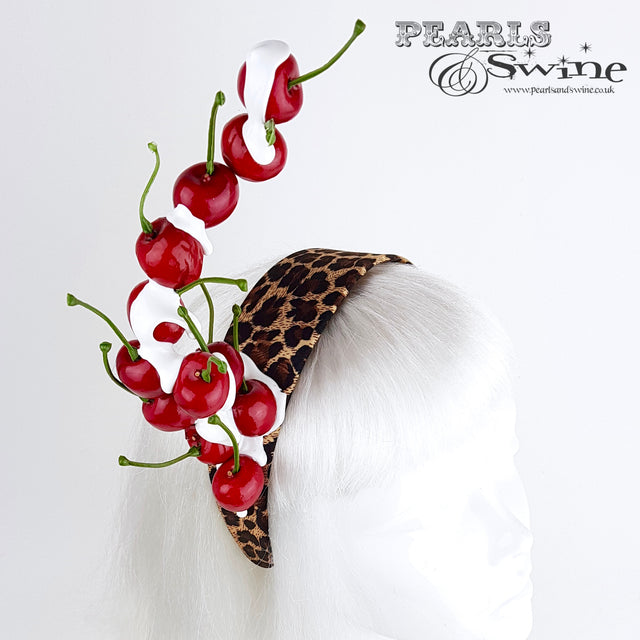 "Rock 'n' Roll Baby" Cherry, Cream & Leopard Print Headband
