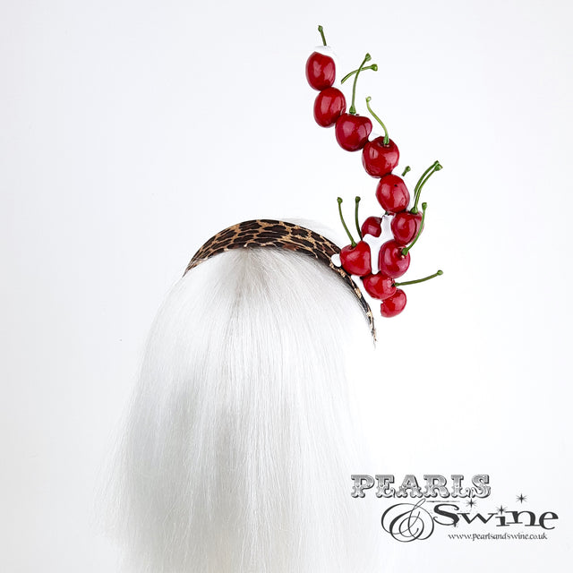 "Rock 'n' Roll Baby" Cherry, Cream & Leopard Print Headband