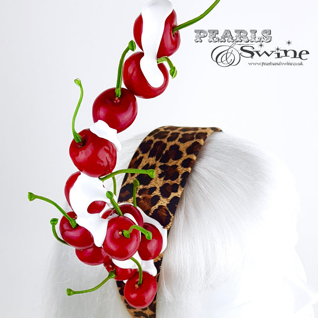 "Rock 'n' Roll Baby" Cherry, Cream & Leopard Print Headband