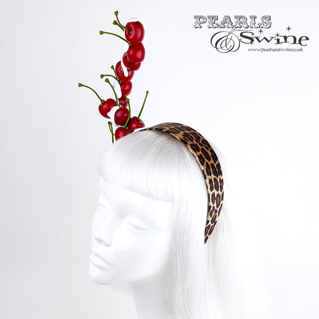 "Rock 'n' Roll Baby" Cherry, Cream & Leopard Print Headband
