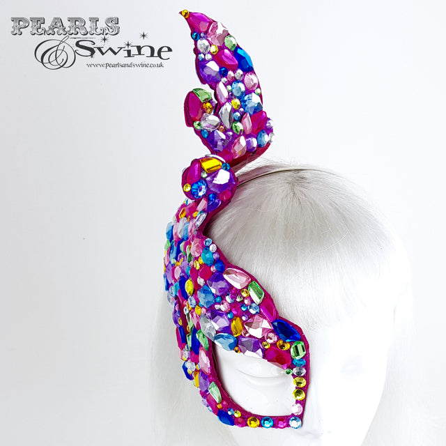 "Discobaby" 80s Inspired Rainbow Jewel Half Mask