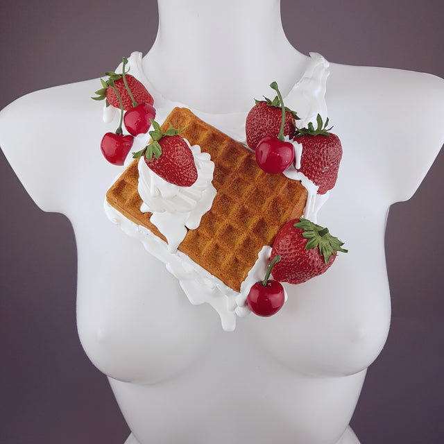 "Strawberry Waffle" Cherries & Cream Neckpiece