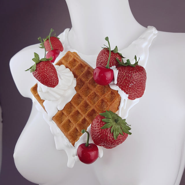 "Strawberry Waffle" Cherries & Cream Neckpiece