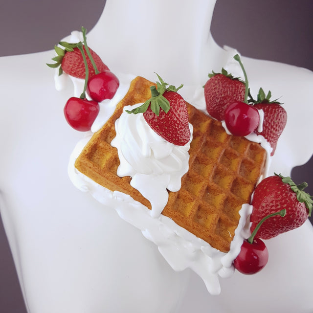 "Strawberry Waffle" Cherries & Cream Neckpiece