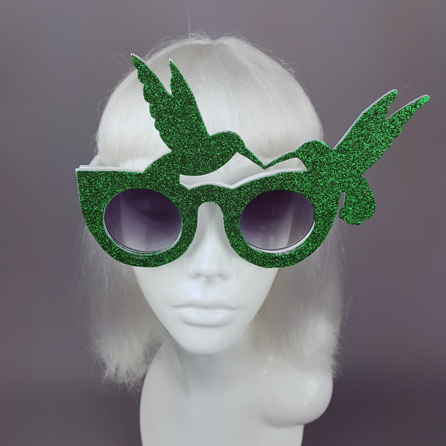 "Le Coup De Foudre" Green Glitter Hummingbird Sunglasses