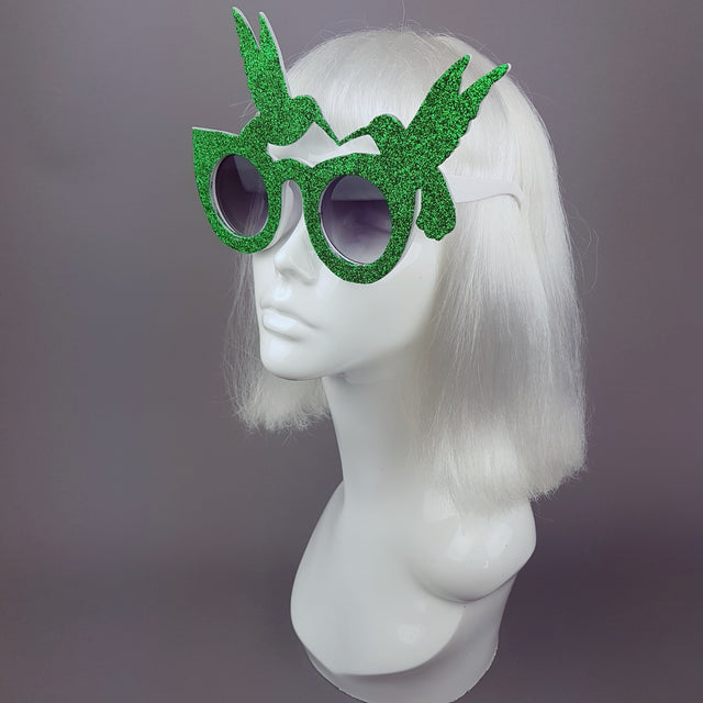 "Le Coup De Foudre" Green Glitter Hummingbird Sunglasses