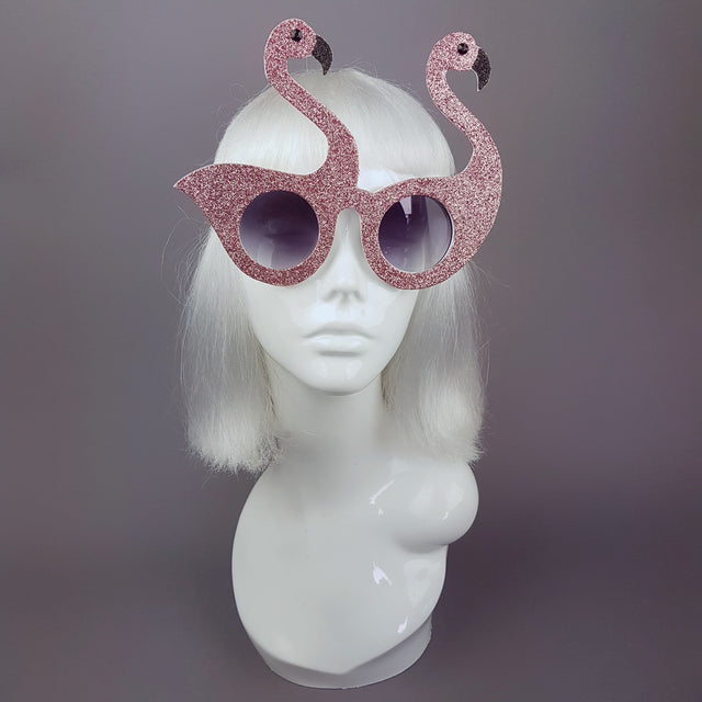 "I'm Freakin' Fabulous" Pink Glitter Flamingo Sunglasses