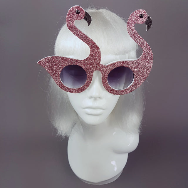 "I'm Freakin' Fabulous" Pink Glitter Flamingo Sunglasses