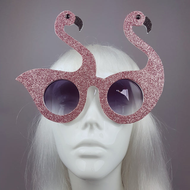 "I'm Freakin' Fabulous" Pink Glitter Flamingo Sunglasses