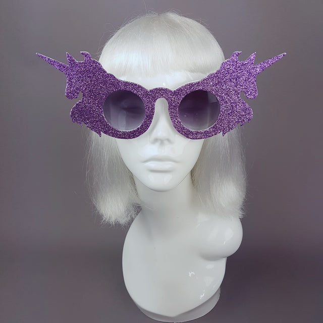 "Believe" Light Purple Glitter Unicorn Sunglasses